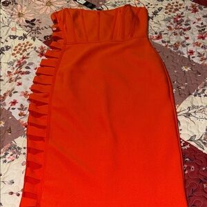 ❤️Fashion Nova Fiery Orange Strapless Dress